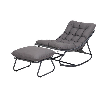 Rocking Chair With Footrest Grey 104x77x71cm