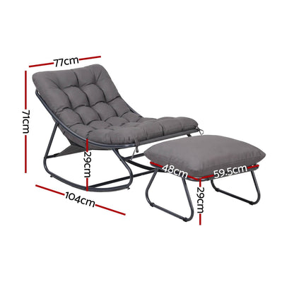 Rocking Chair With Footrest Grey 104x77x71cm