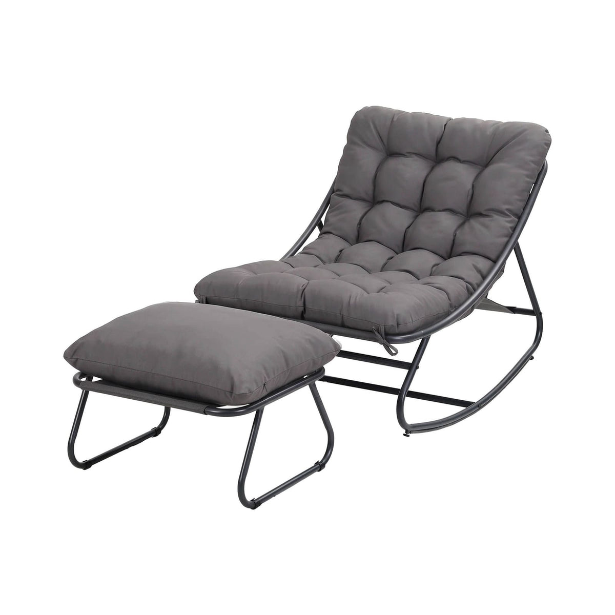 Rocking Chair With Footrest Grey 104x77x71cm