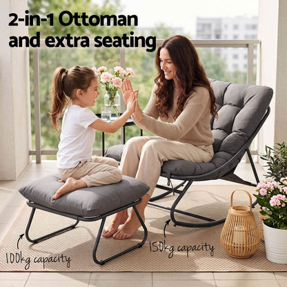 Rocking Chair With Footrest Grey 104x77x71cm