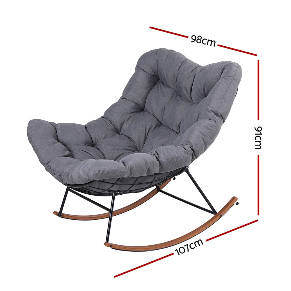 Outdoor Rocking Chair Grey 107x91x98cm