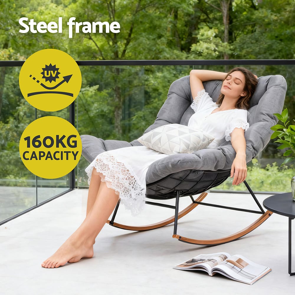 Outdoor Rocking Chair Grey 107x91x98cm