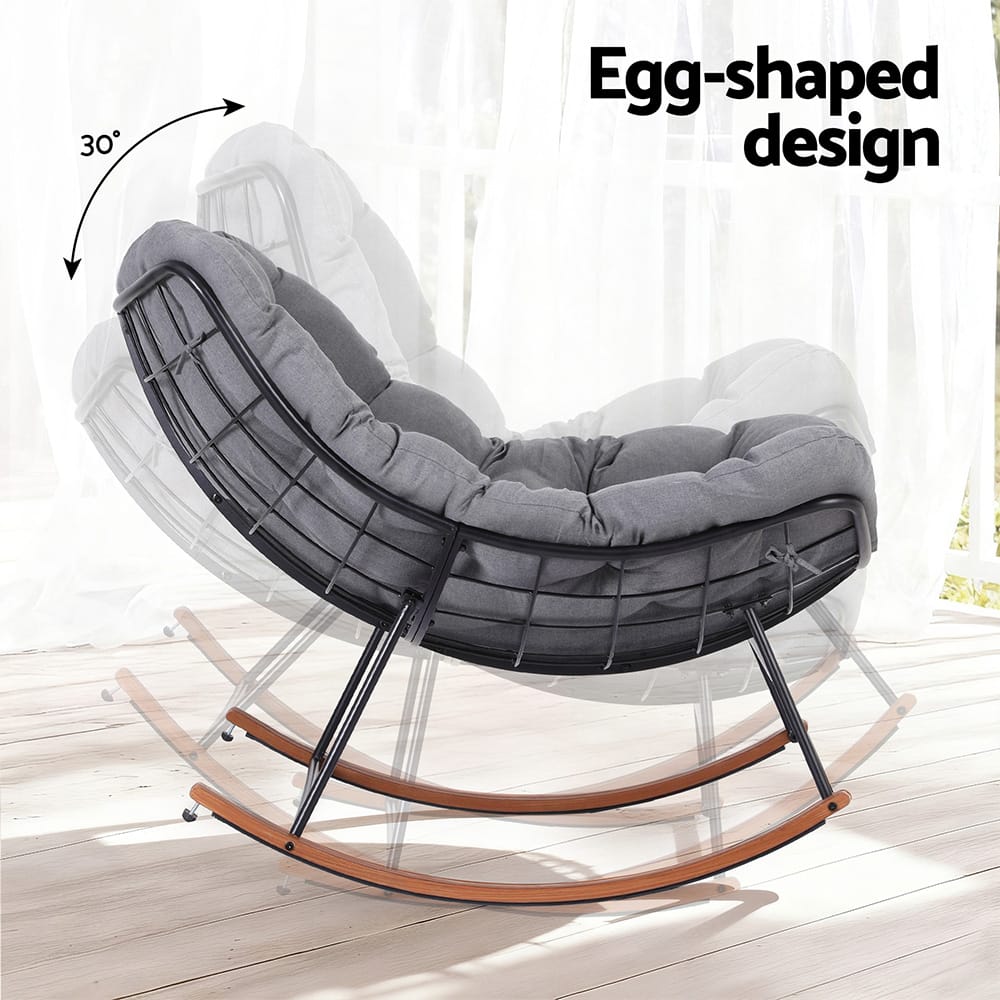 Outdoor Rocking Chair Grey 107x91x98cm