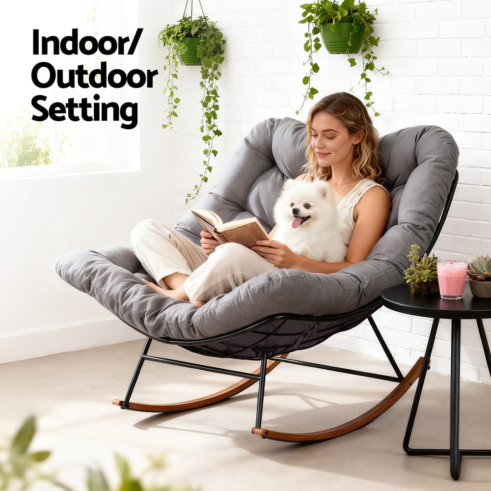 Outdoor Rocking Chair Grey 107x91x98cm