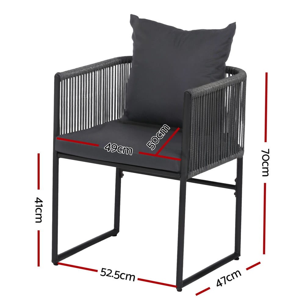 Outdoor Woven Chairs Black 52.5x47x70cm