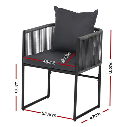 Outdoor Woven Chairs Black 52.5x47x70cm