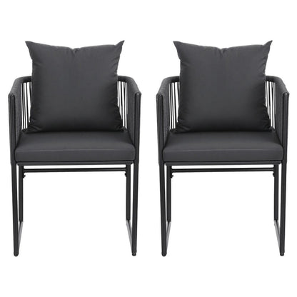 Outdoor Woven Chairs Black 52.5x47x70cm