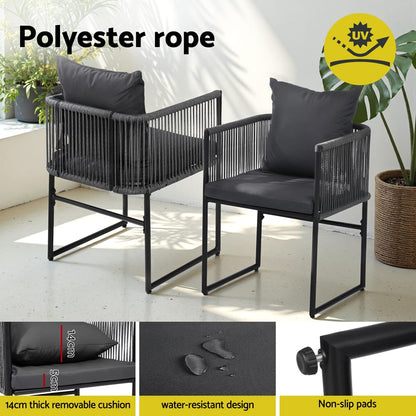 Outdoor Woven Chairs Black 52.5x47x70cm