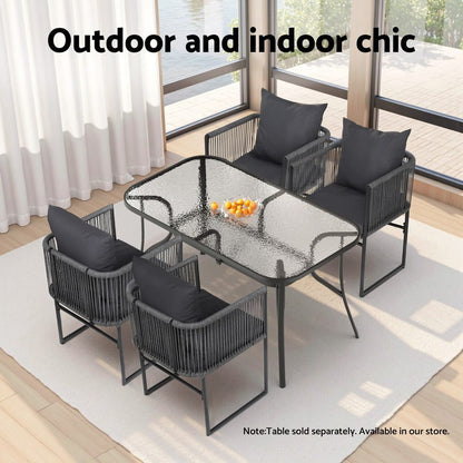 Outdoor Woven Chairs Black 52.5x47x70cm
