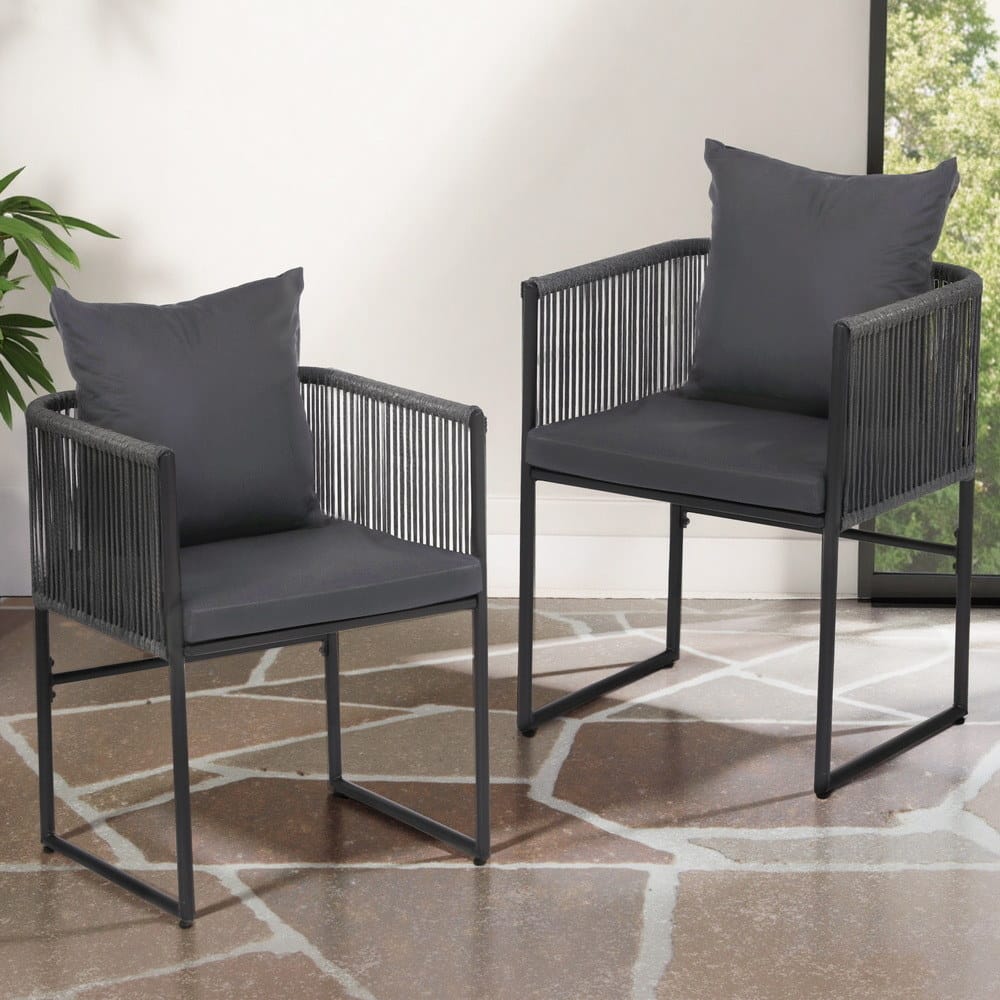 Outdoor Woven Chairs Black 52.5x47x70cm