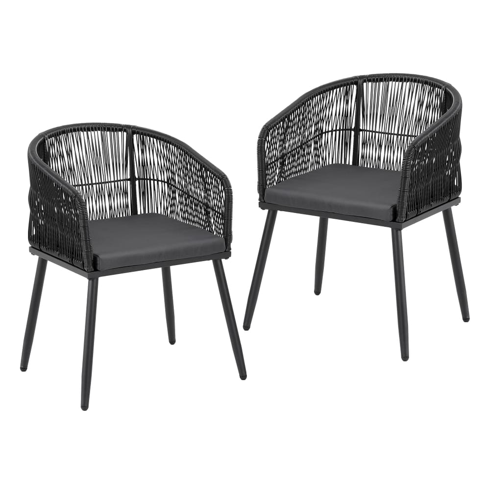 Outdoor Wicker Dining Chairs Black 60x50x80cm