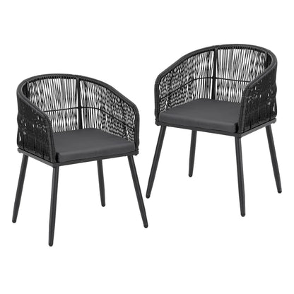Outdoor Wicker Dining Chairs Black 60x50x80cm