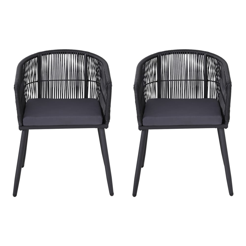 Outdoor Wicker Dining Chairs Black 60x50x80cm