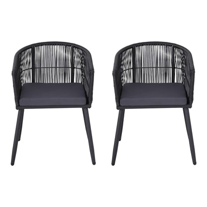 Outdoor Wicker Dining Chairs Black 60x50x80cm