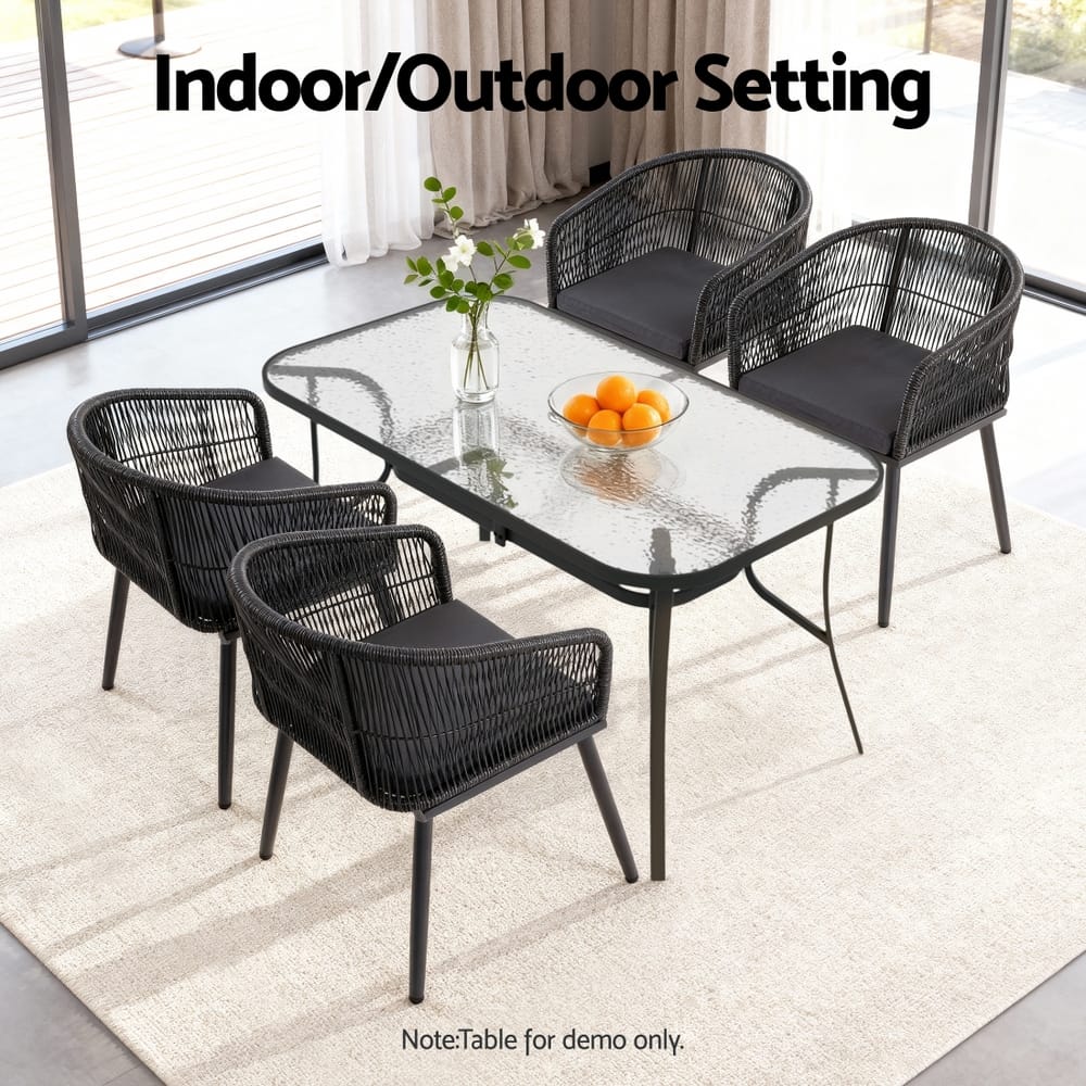 Outdoor Wicker Dining Chairs Black 60x50x80cm
