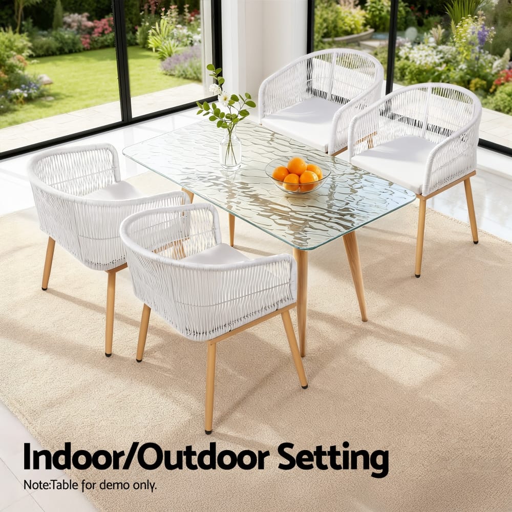 Outdoor Wicker Dining Chairs White 60x50x80cm