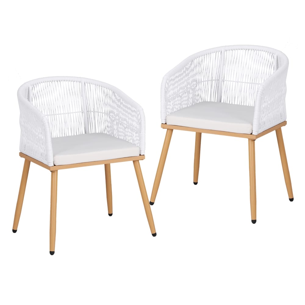 Outdoor Wicker Dining Chairs White 60x50x80cm