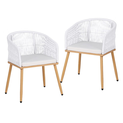 Outdoor Wicker Dining Chairs White 60x50x80cm