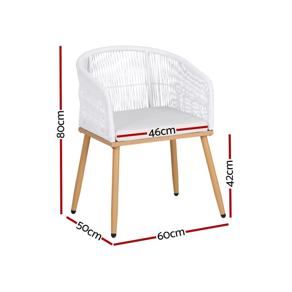 Outdoor Wicker Dining Chairs White 60x50x80cm
