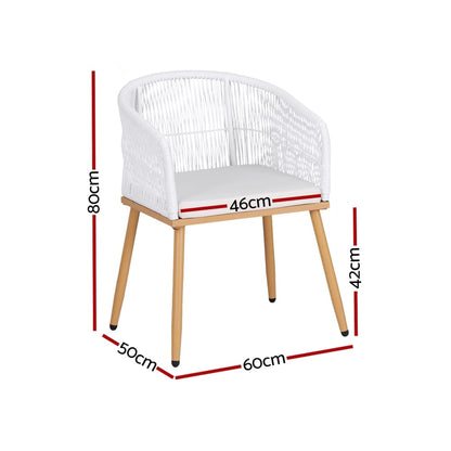 Outdoor Wicker Dining Chairs White 60x50x80cm