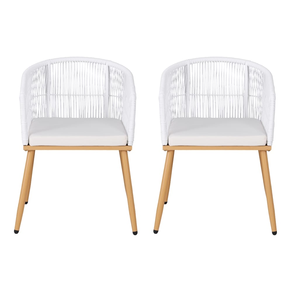 Outdoor Wicker Dining Chairs White 60x50x80cm