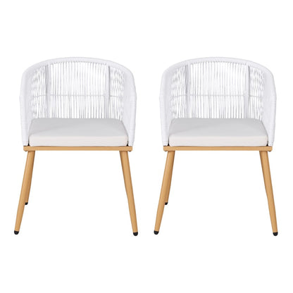 Outdoor Wicker Dining Chairs White 60x50x80cm