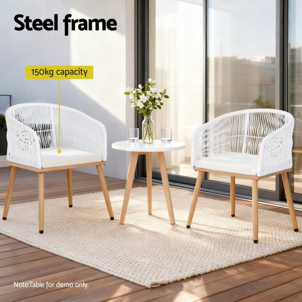 Outdoor Wicker Dining Chairs White 60x50x80cm