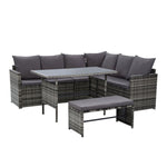 Outdoor Furniture Dining Setting Sofa Set Lounge Wicker 8 Seater Mixed Grey