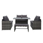 Outdoor Furniture Dining Setting Sofa Set Lounge Wicker 8 Seater Mixed Grey