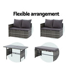 Outdoor Furniture Dining Setting Sofa Set Lounge Wicker 8 Seater Mixed Grey