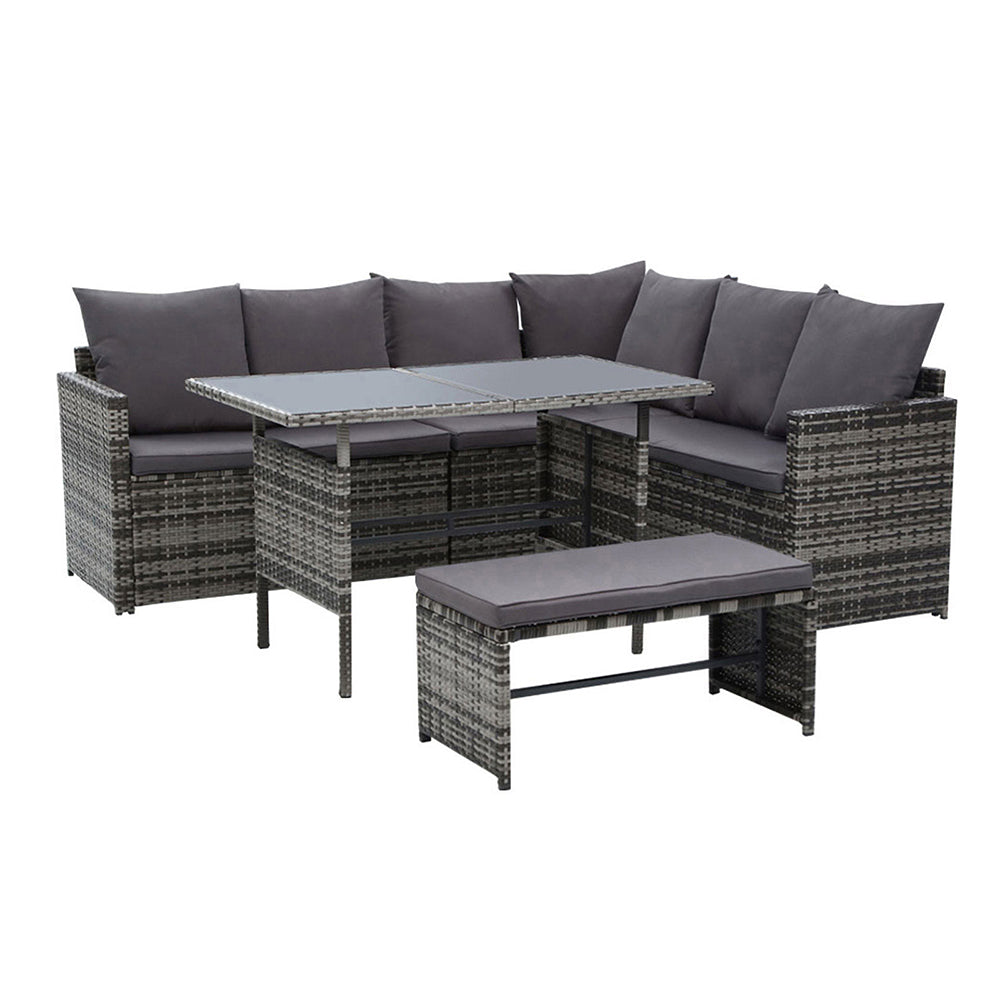 Outdoor Furniture Dining Setting Sofa Set Wicker 8 Seater Storage Cover Mixed Grey