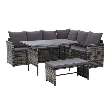 Outdoor Furniture Dining Setting Sofa Set Wicker 8 Seater Storage Cover Mixed Grey