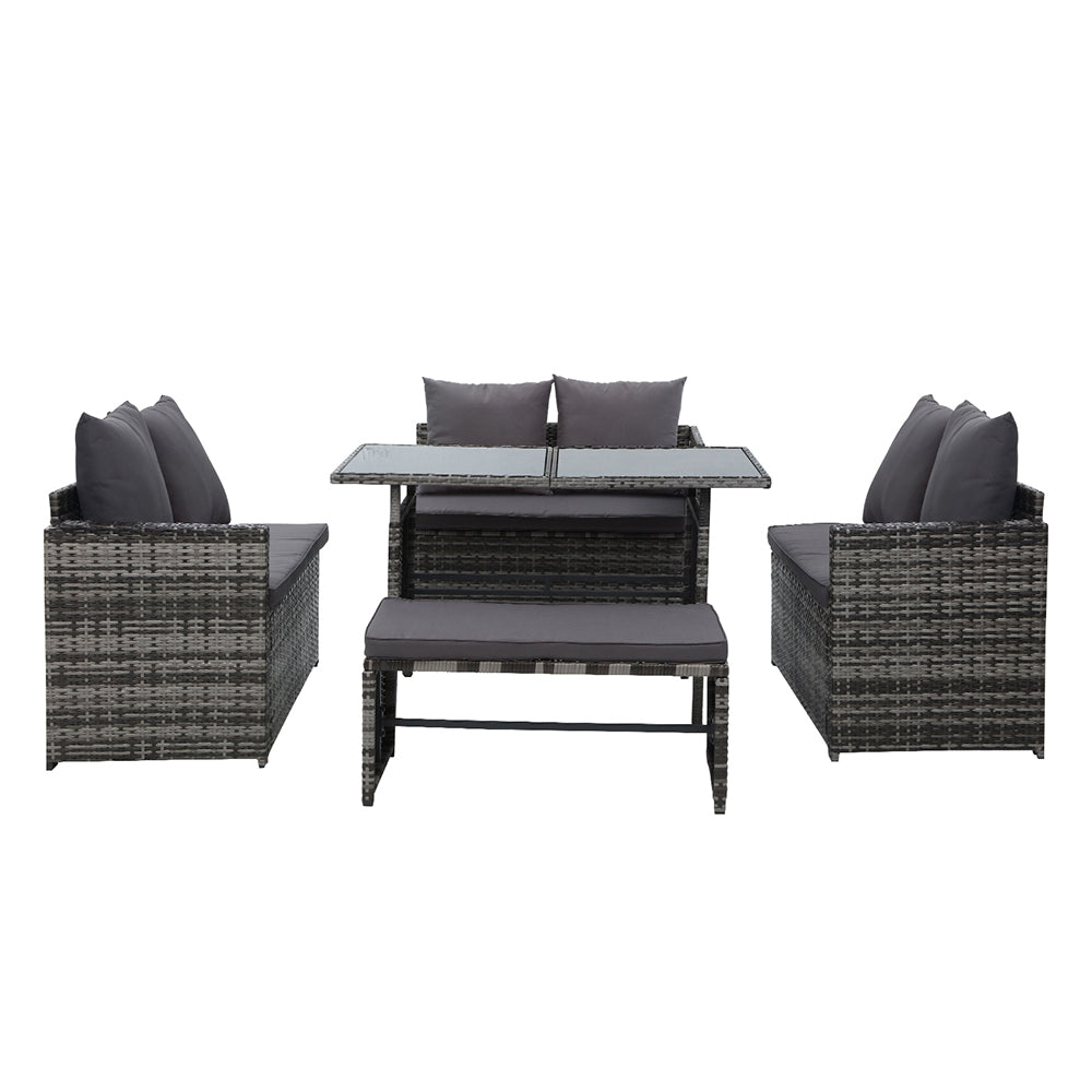 Outdoor Furniture Dining Setting Sofa Set Wicker 8 Seater Storage Cover Mixed Grey