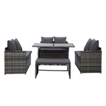 Outdoor Furniture Dining Setting Sofa Set Wicker 8 Seater Storage Cover Mixed Grey