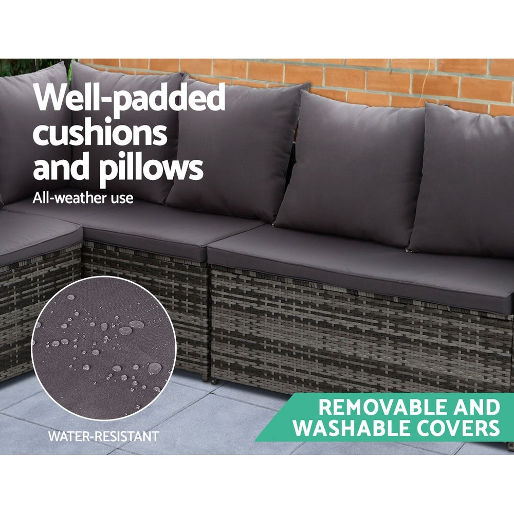 Outdoor Furniture Dining Setting Sofa Set Wicker 8 Seater Storage Cover Mixed Grey