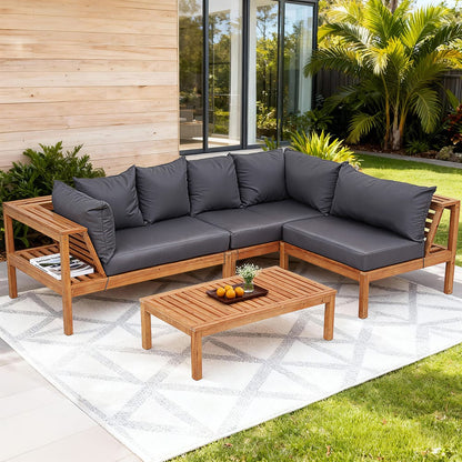 Outdoor Sofa Set Natural Wood 80x80x63.5cm