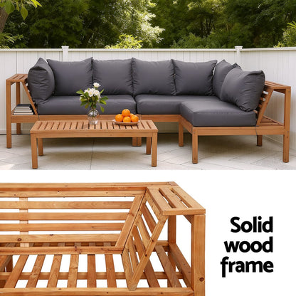 Outdoor Sofa Set Natural Wood 80x80x63.5cm