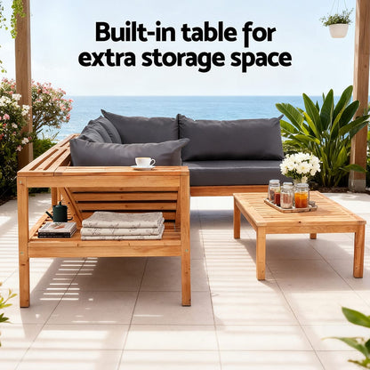 Outdoor Sofa Set Natural Wood 80x80x63.5cm