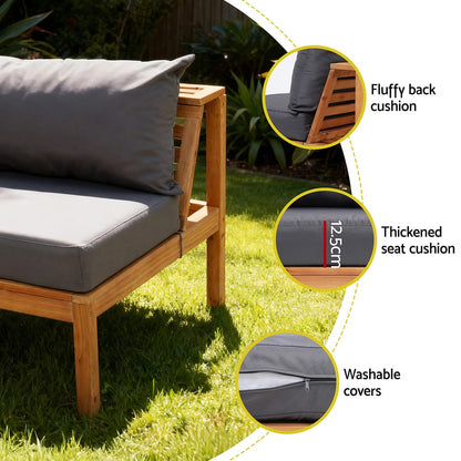 Outdoor Sofa Set Natural Wood 80x80x63.5cm