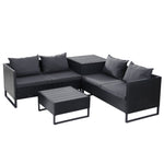 Outdoor Sofa Furniture Garden Couch Lounge Set Wicker Table Chair Black