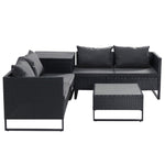 Outdoor Sofa Furniture Garden Couch Lounge Set Wicker Table Chair Black