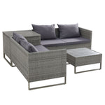 4-Seater Outdoor Sofa Furniture Lounge Set Wicker Setting Grey