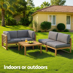 4-Piece Outdoor Sofa Set Wooden Couch Lounge Setting 5PCS