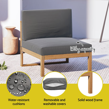 4-Piece Outdoor Sofa Set Wooden Couch Lounge Setting 5PCS