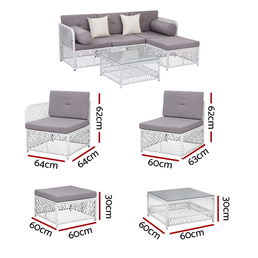 Outdoor Sofa Set White 64x64x62cm