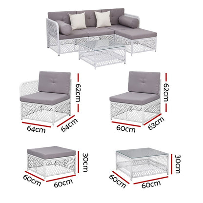 Outdoor Sofa Set White 64x64x62cm