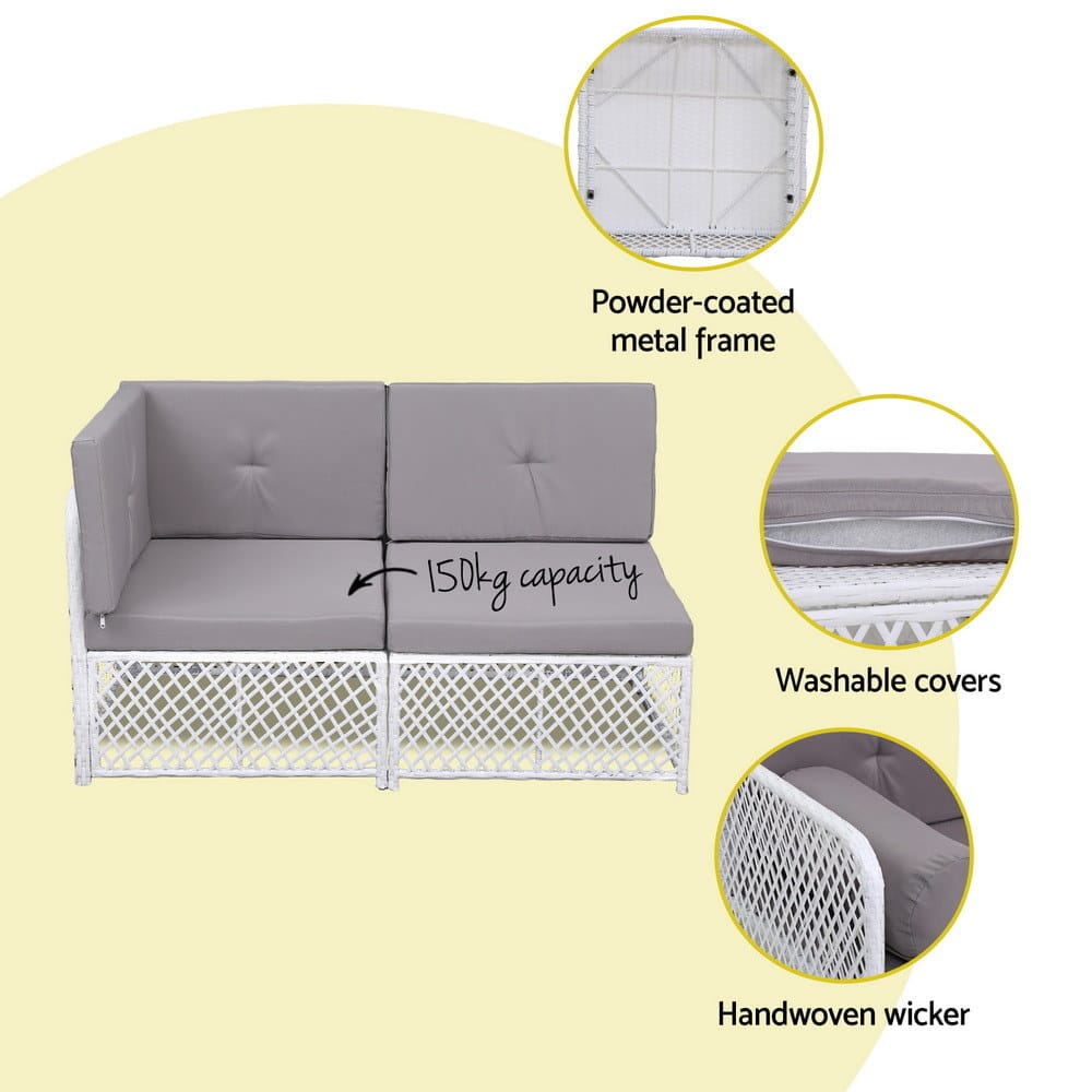 Outdoor Sofa Set White 64x64x62cm