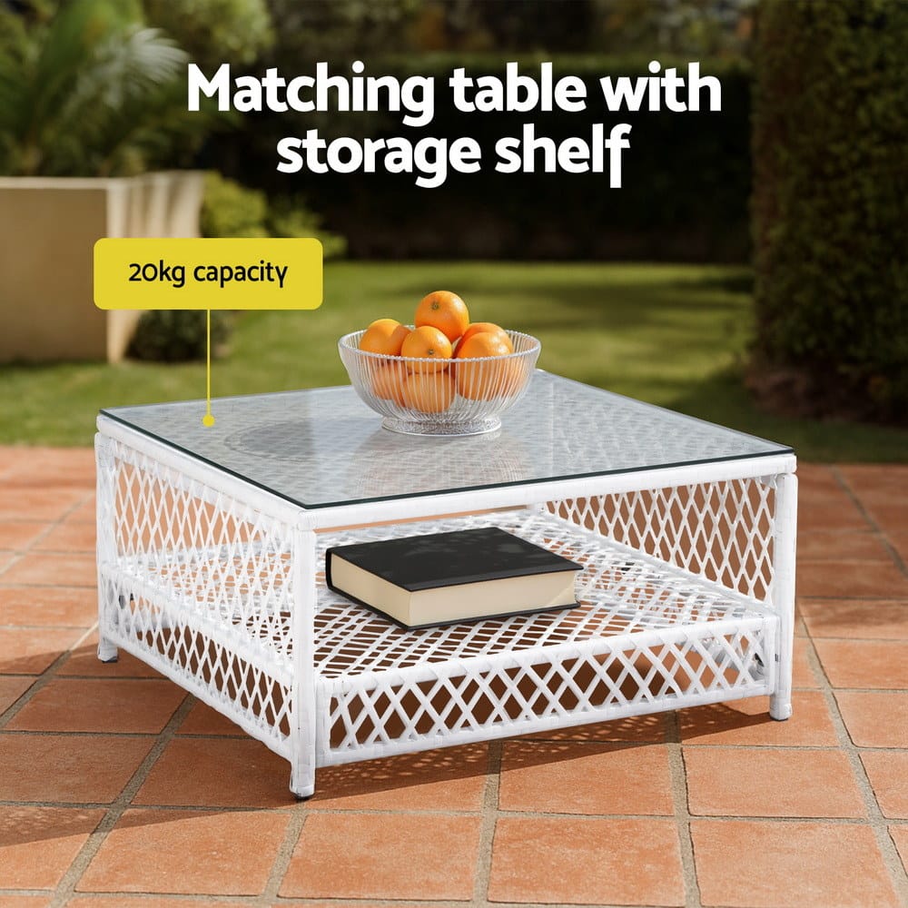 Outdoor Sofa Set White 64x64x62cm