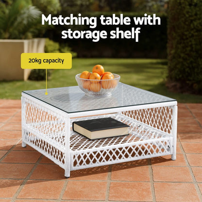 Outdoor Sofa Set White 64x64x62cm
