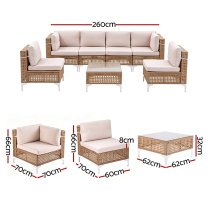 6 Seater Rattan Outdoor Sofa Set 7 Piece | HomeAndLiving - 2